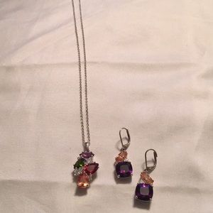 Multicolored Stone Necklace & Earring Set